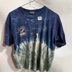 #3387-Vintage-Style Kids Tie-Dye Space Graphic T-Shirt - Navy/Gray
